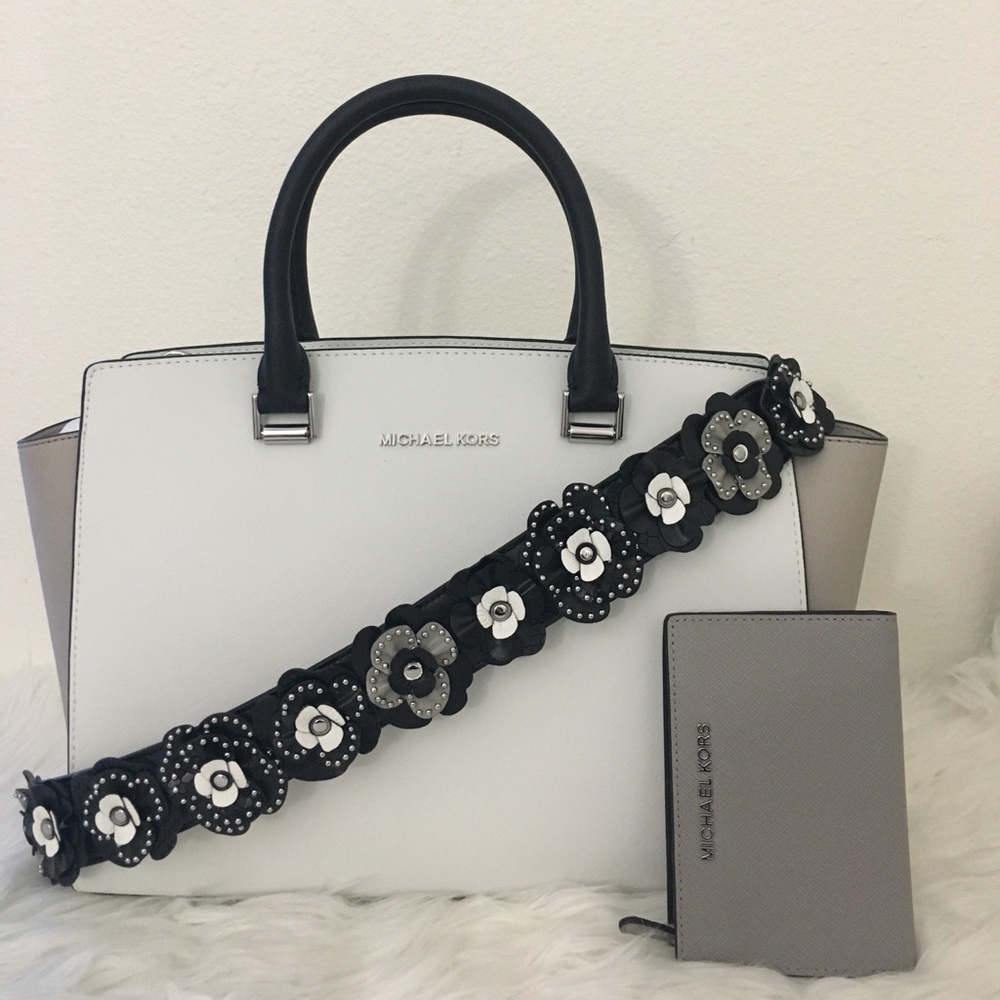 3PCS Michael kors Selma Satchel Wallet&flower belt - Picture 1 of 8
